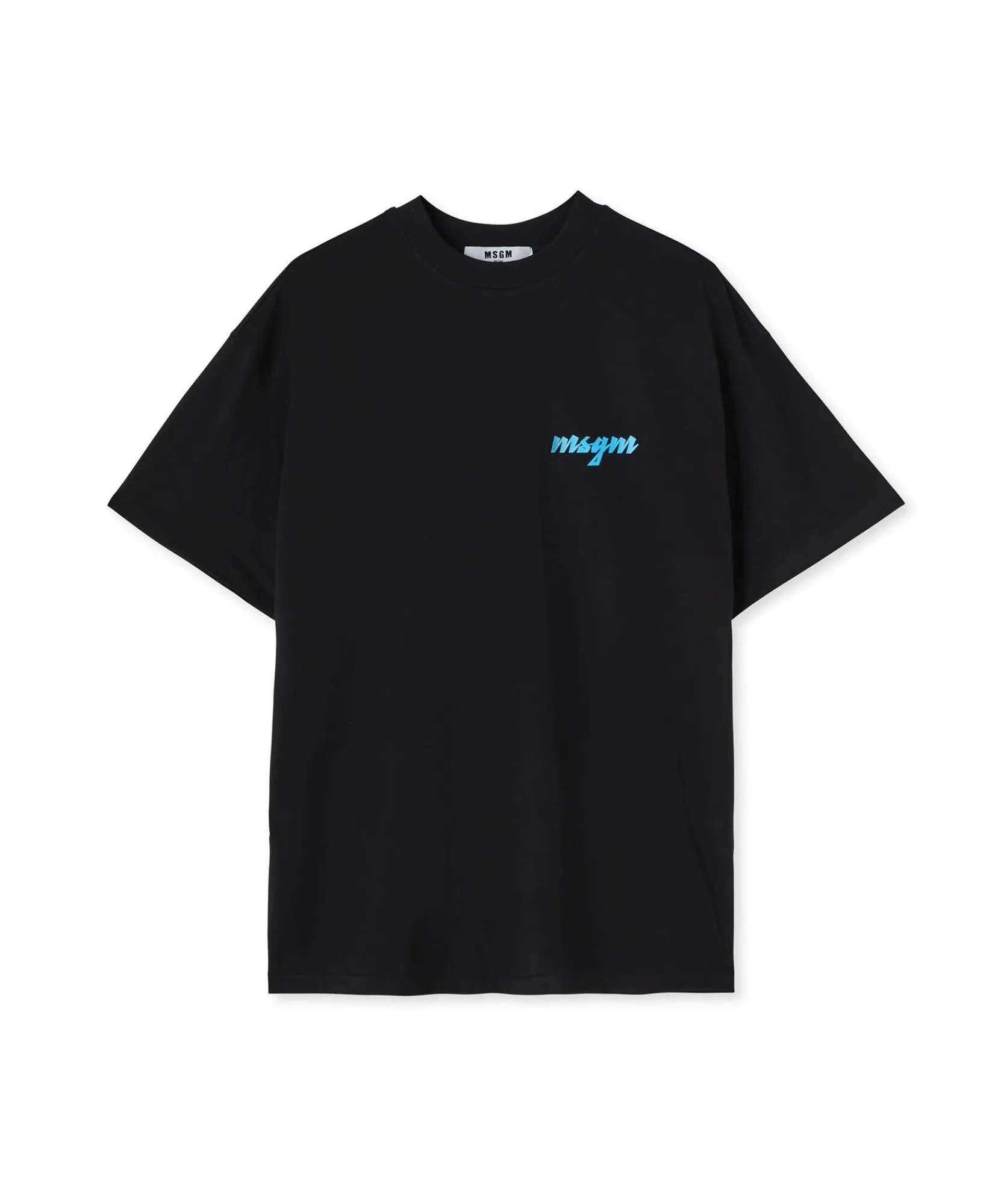 T-Shirt Girocollo In Cotone Con Logo Multicolor Corsivo Ricamato^MSGM New