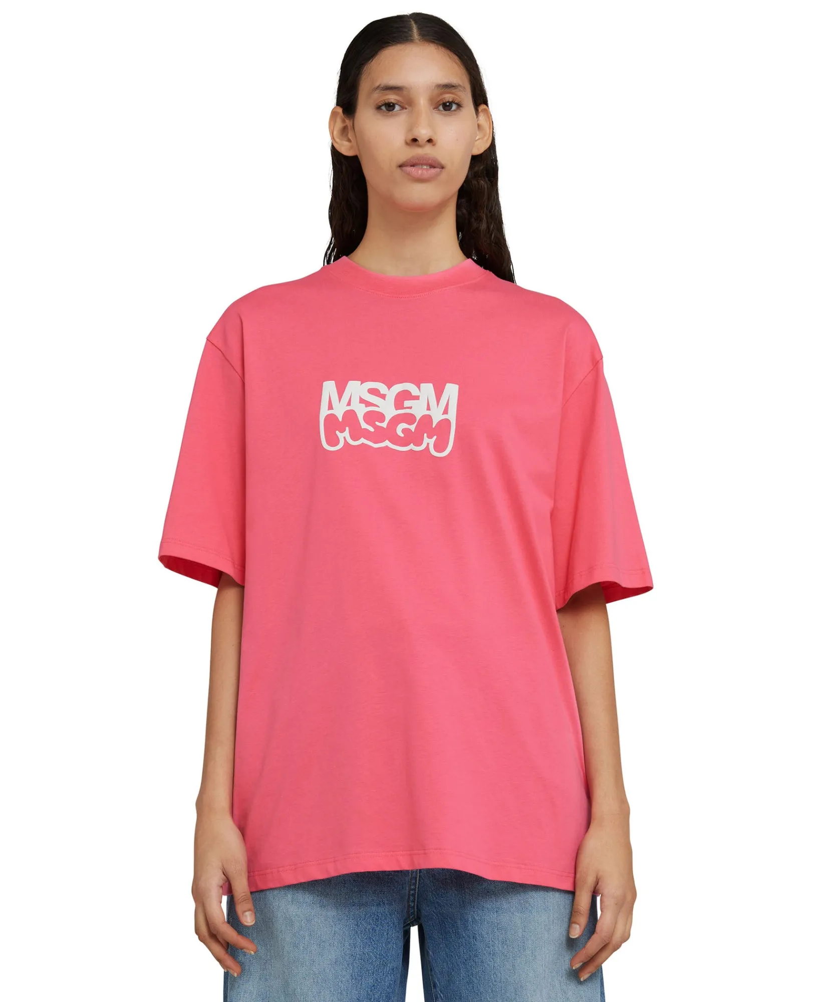 T-Shirt Girocollo In Cotone Burro Studio X ^MSGM Best