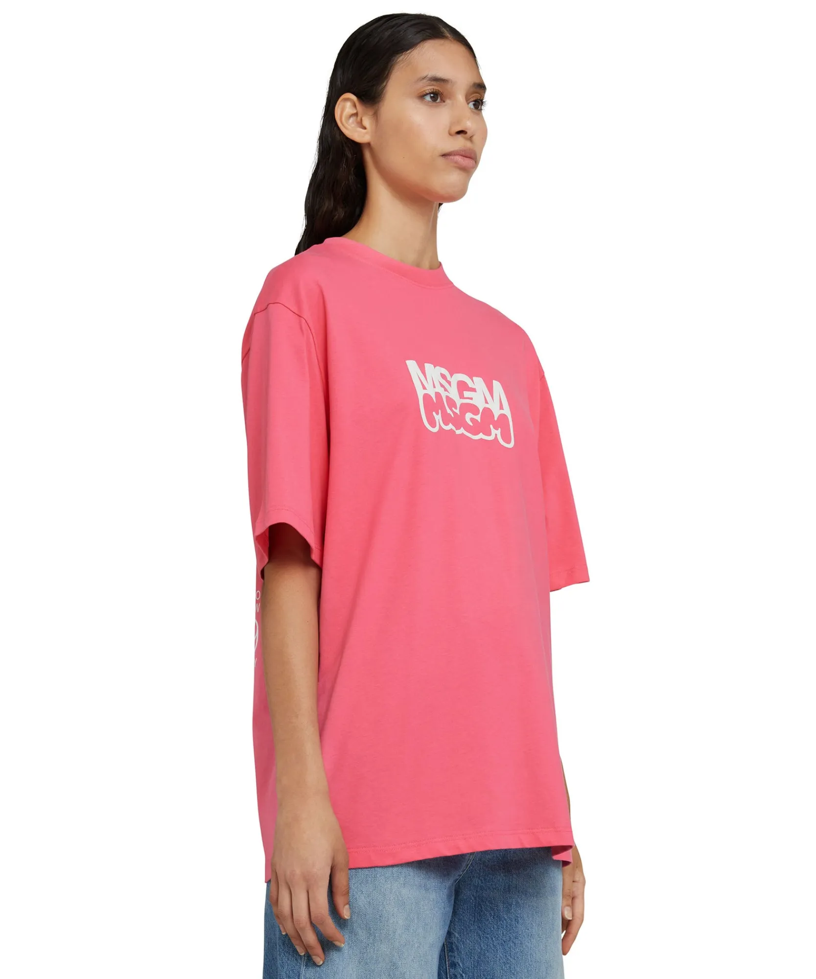 T-Shirt Girocollo In Cotone Burro Studio X ^MSGM Best