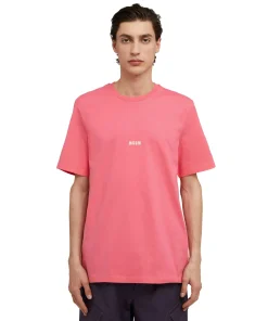 T-Shirt Girocollo In Cotone Tinta Unita Con Micro Logo ^MSGM New
