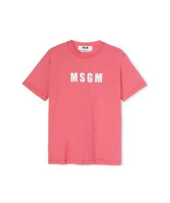 T-Shirt Girocollo In Cotone Con Logo ^MSGM Sale