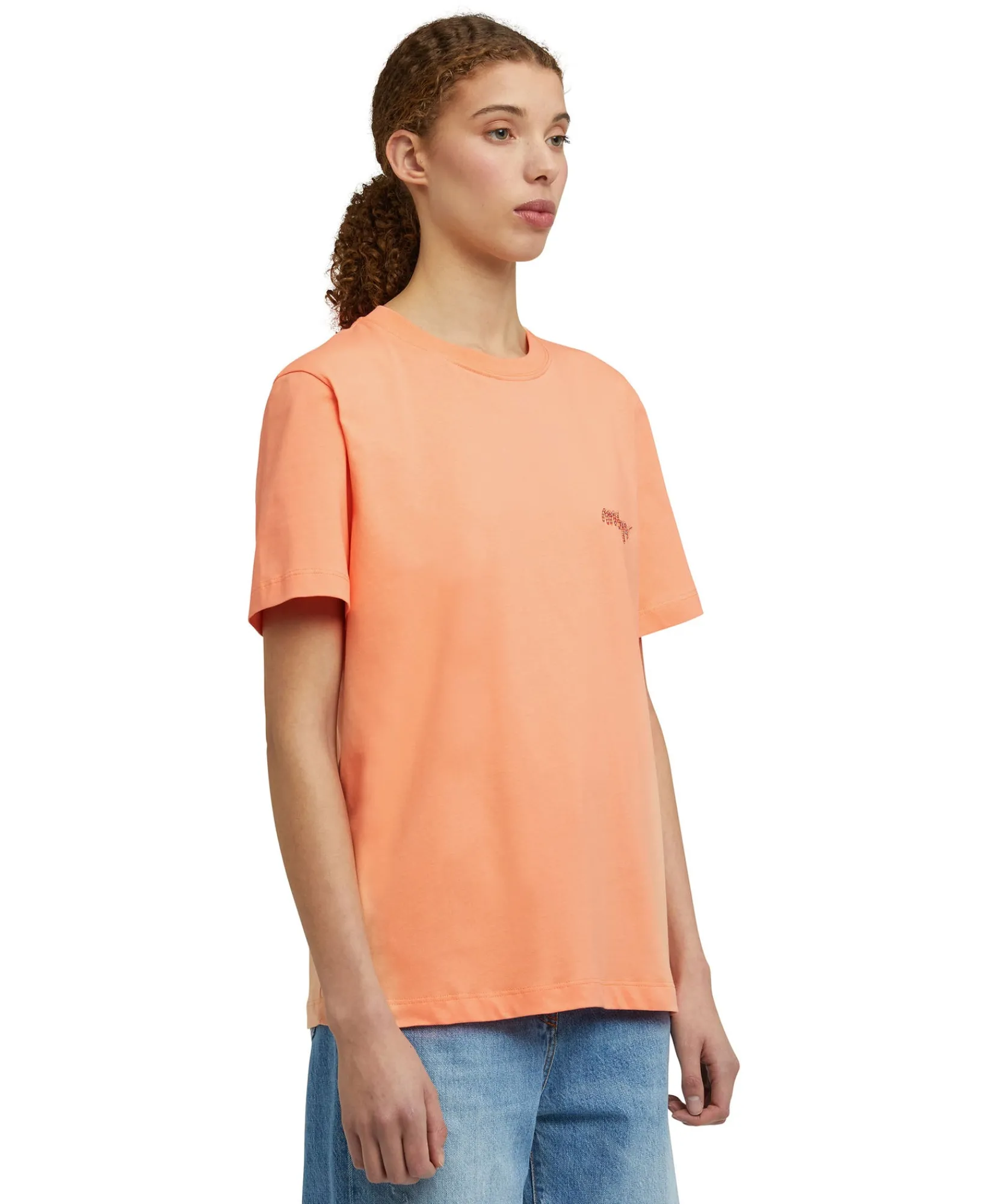 T-Shirt Girocollo In Cotone Con Logo Multicolor Corsivo Ricamato^MSGM Flash Sale