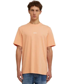 T-Shirt Girocollo In Cotone Tinta Unita Con Micro Logo ^MSGM Cheap
