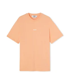 T-Shirt Girocollo In Cotone Tinta Unita Con Micro Logo ^MSGM Cheap