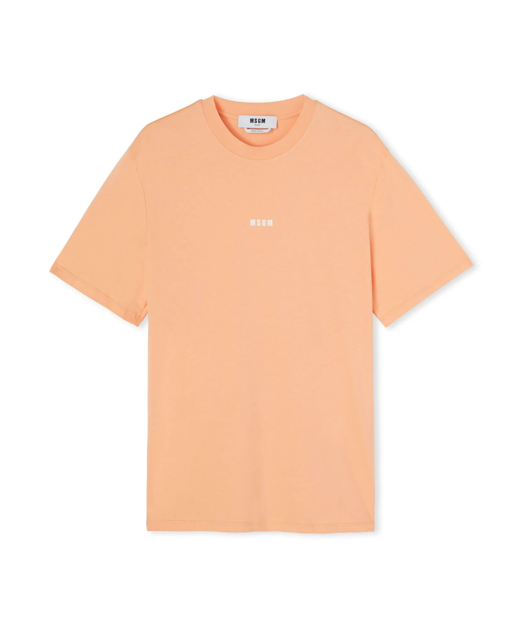 T-Shirt Girocollo In Cotone Tinta Unita Con Micro Logo ^MSGM Cheap