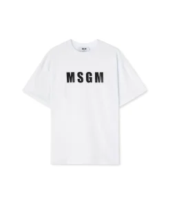 T-Shirt Girocollo In Cotone Con Logo ^MSGM Outlet