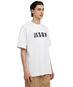 T-Shirt Girocollo In Cotone Con Logo ^MSGM Outlet