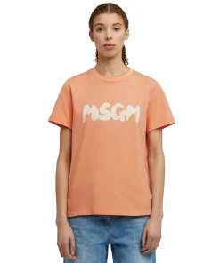 T-Shirt Girocollo In Cotone Con Nuovo Logo Pennellato^MSGM Best