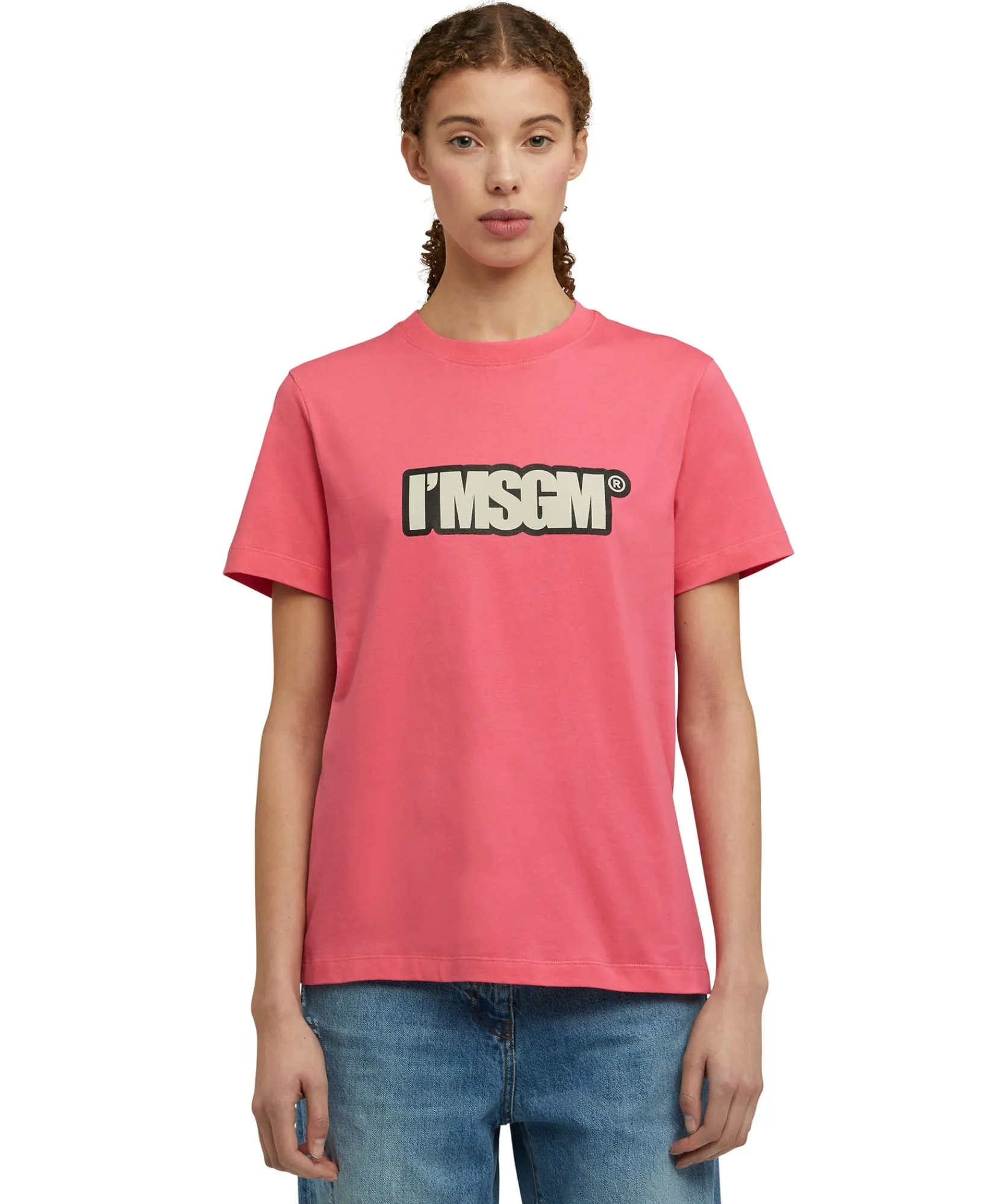 T-Shirt Girocollo In Cotone Con Logo "I'"^MSGM Online