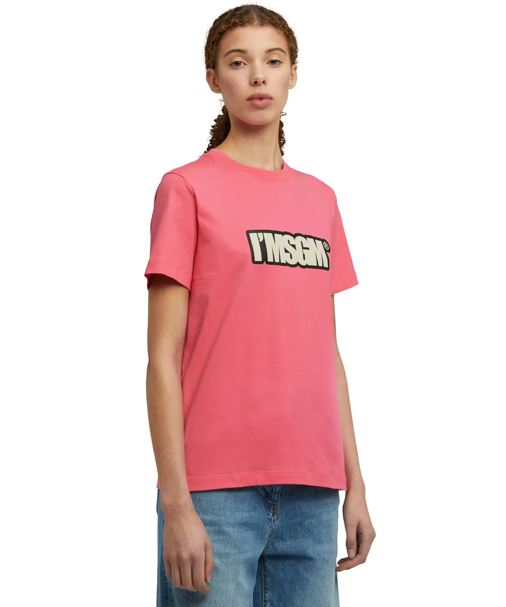 T-Shirt Girocollo In Cotone Con Logo "I'"^MSGM Online