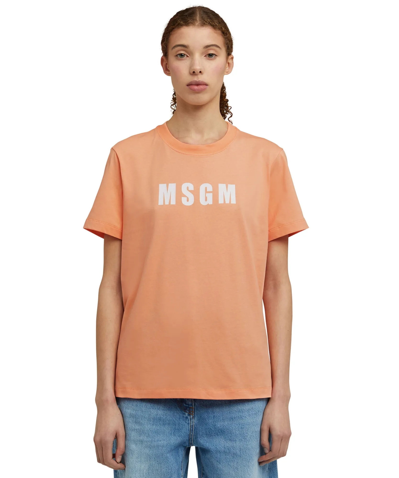 T-Shirt Girocollo In Cotone Con Logo ^MSGM Clearance