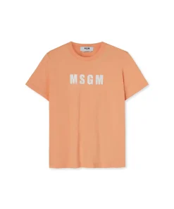 T-Shirt Girocollo In Cotone Con Logo ^MSGM Clearance