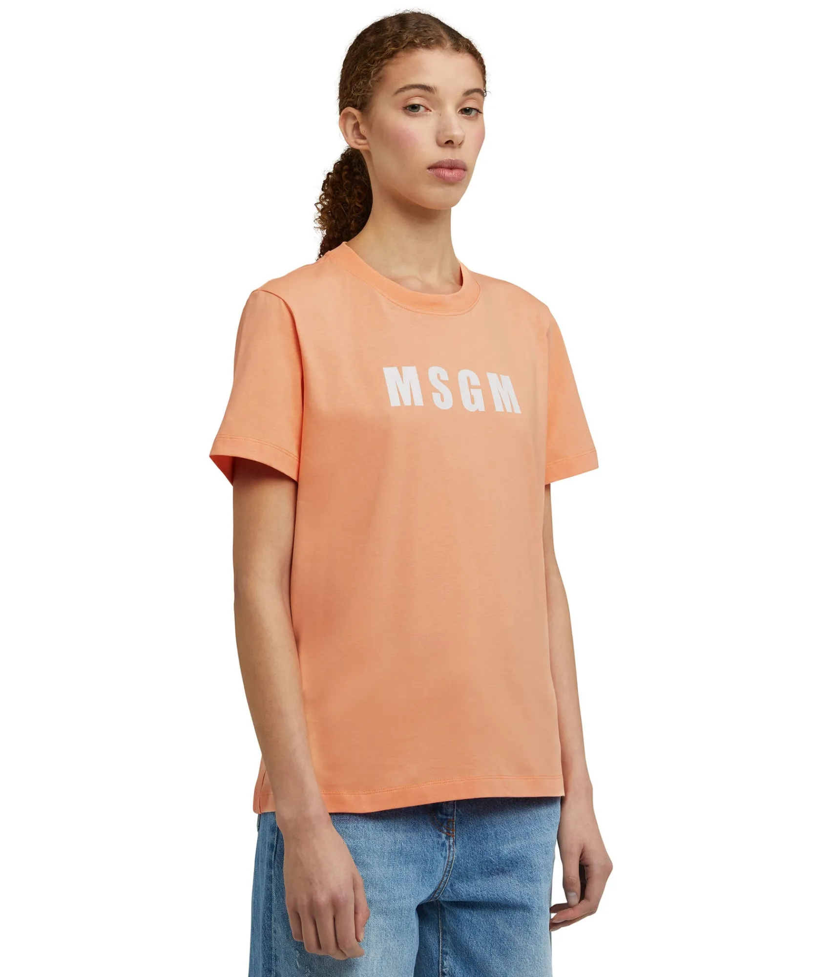 T-Shirt Girocollo In Cotone Con Logo ^MSGM Clearance
