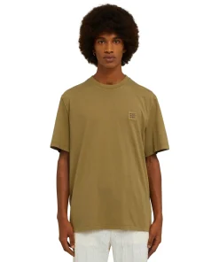 T-Shirt Girocollo In Cotone Tinta Unita Con Etichetta Con Logo Applicata^MSGM Discount