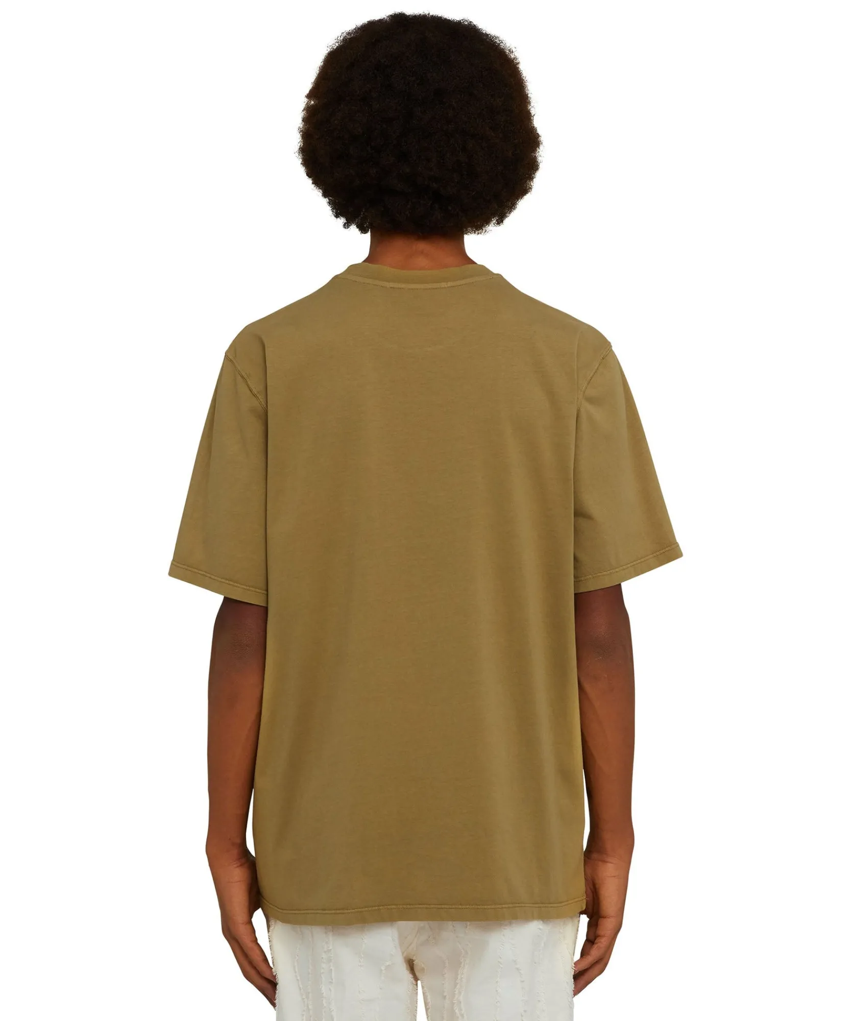 T-Shirt Girocollo In Cotone Tinta Unita Con Etichetta Con Logo Applicata^MSGM Discount