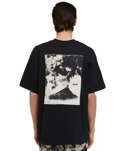 T-Shirt Girocollo In Cotone Con Stampa "Volcano"^MSGM Sale