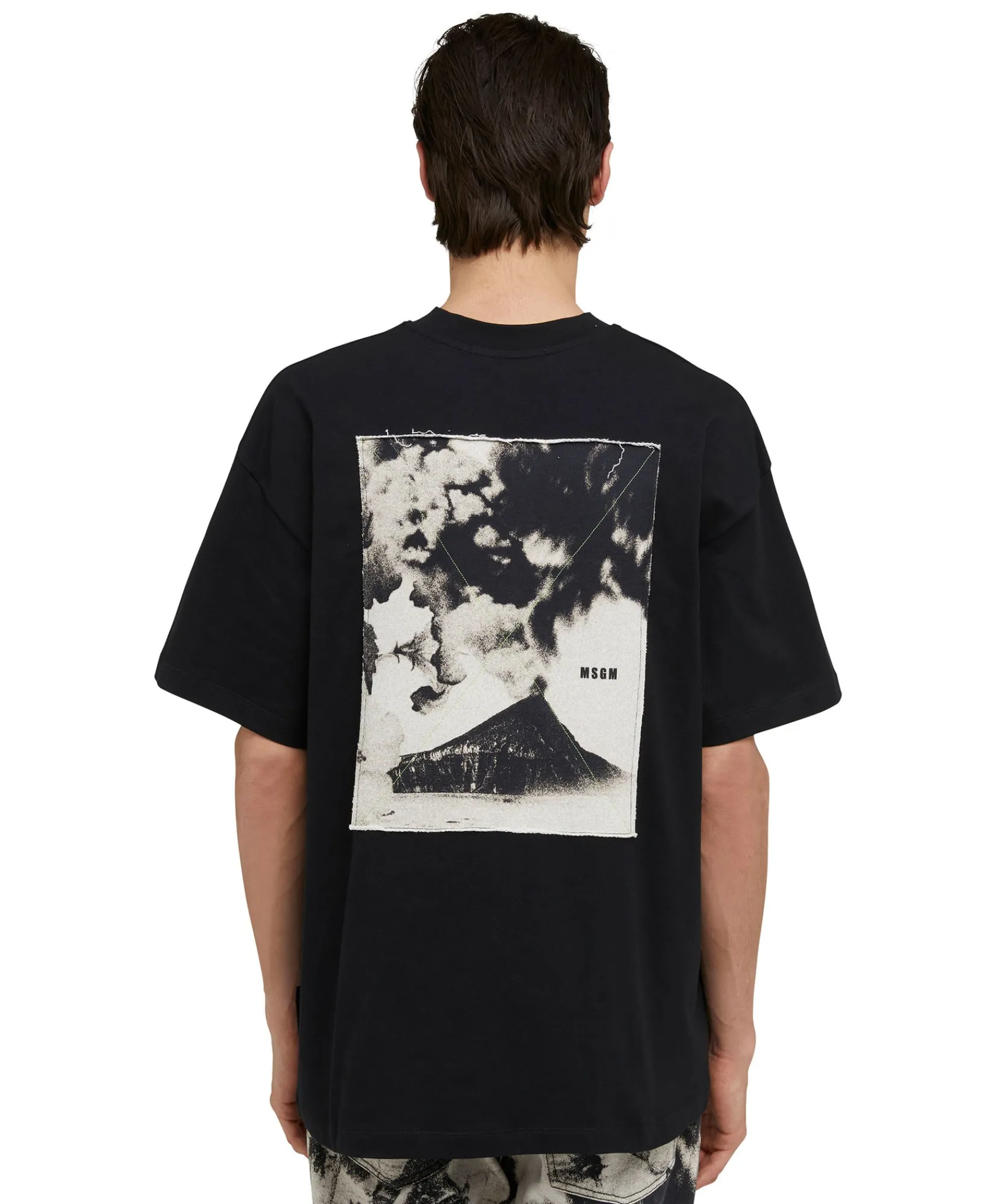 T-Shirt Girocollo In Cotone Con Stampa "Volcano"^MSGM Sale