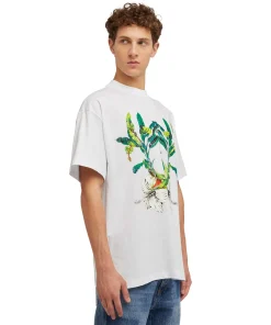 T-Shirt Girocollo In Cotone Con Con Grafica 