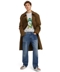 T-Shirt Girocollo In Cotone Con Con Grafica 