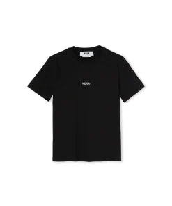 T-Shirt Girocollo In Cotone Con Micro Logo ^MSGM New