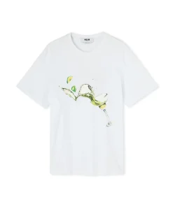 T-Shirt Girocollo In Cotone Con Grafica