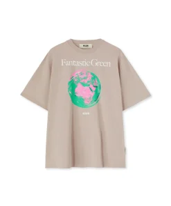 T-Shirt Girocollo In Cotone Organico Della Capsule Fantastic Green^MSGM Hot
