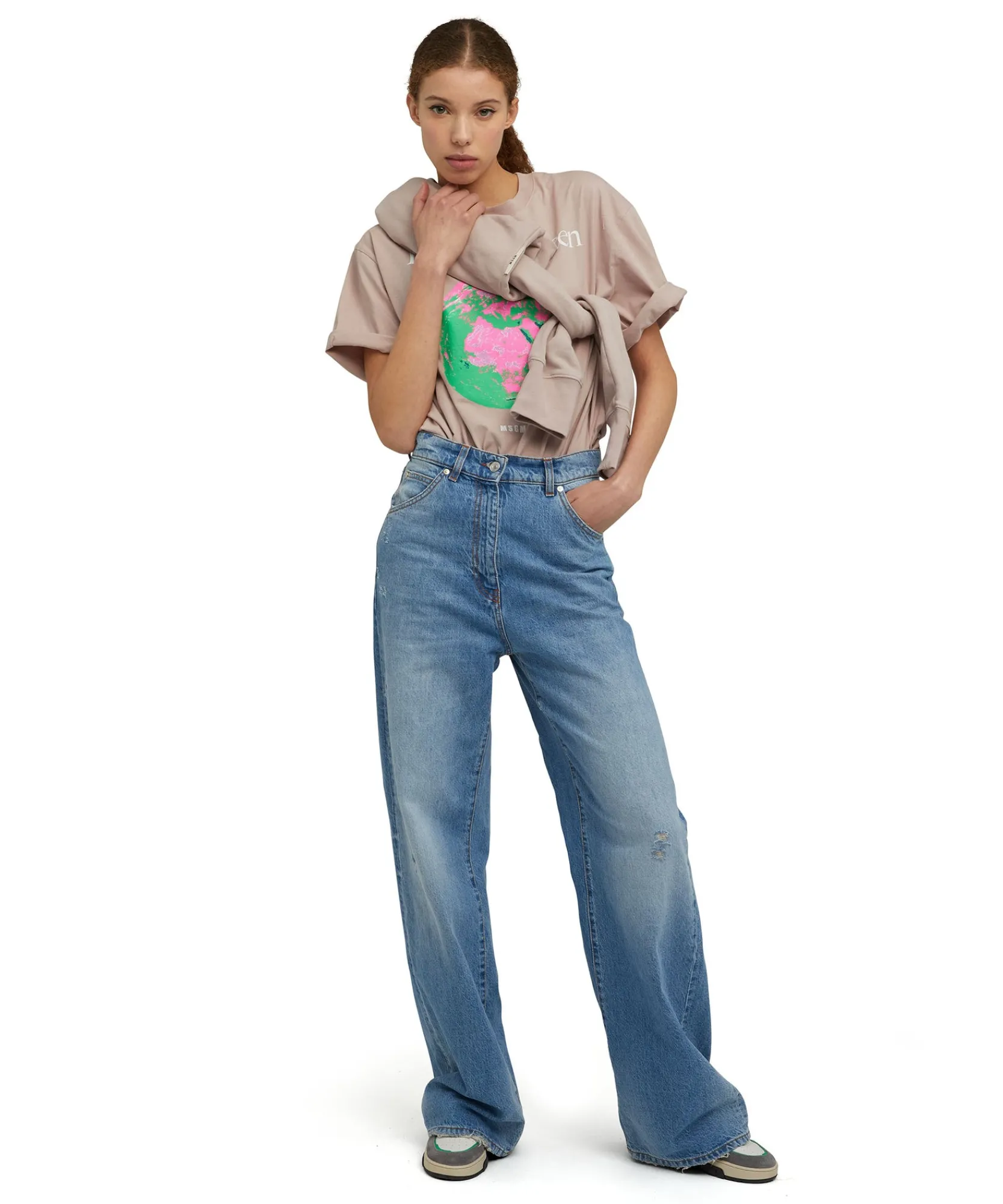 T-Shirt Girocollo In Cotone Organico Della Capsule Fantastic Green^MSGM Hot