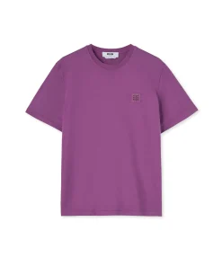 T-Shirt Girocollo In Cotone Tinta Unita Con Etichetta Con Logo Applicata^MSGM Store