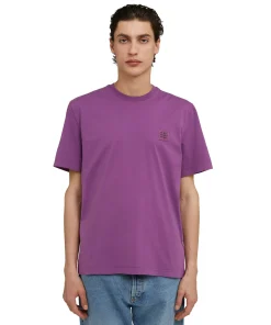 T-Shirt Girocollo In Cotone Tinta Unita Con Etichetta Con Logo Applicata^MSGM Store