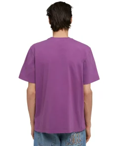 T-Shirt Girocollo In Cotone Tinta Unita Con Etichetta Con Logo Applicata^MSGM Store