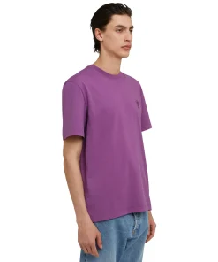 T-Shirt Girocollo In Cotone Tinta Unita Con Etichetta Con Logo Applicata^MSGM Store