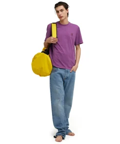 T-Shirt Girocollo In Cotone Tinta Unita Con Etichetta Con Logo Applicata^MSGM Store
