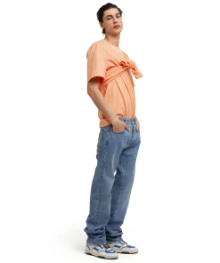 T-Shirt Girocollo In Cotone Con Logo Pennellato Posizionato Sul Collo^MSGM Hot