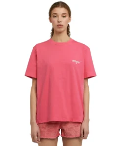 T-Shirt Girocollo In Cotone Con Logo Multicolor Corsivo Ricamato^MSGM Best