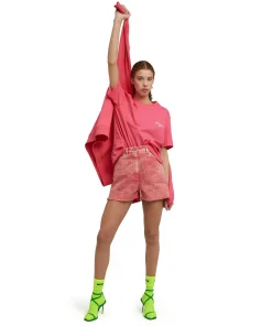 T-Shirt Girocollo In Cotone Con Logo Multicolor Corsivo Ricamato^MSGM Best