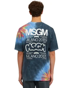 T-Shirt Girocollo In Cotone Tie Dye Con Logo E Grafica Burro Studio X ^MSGM Discount