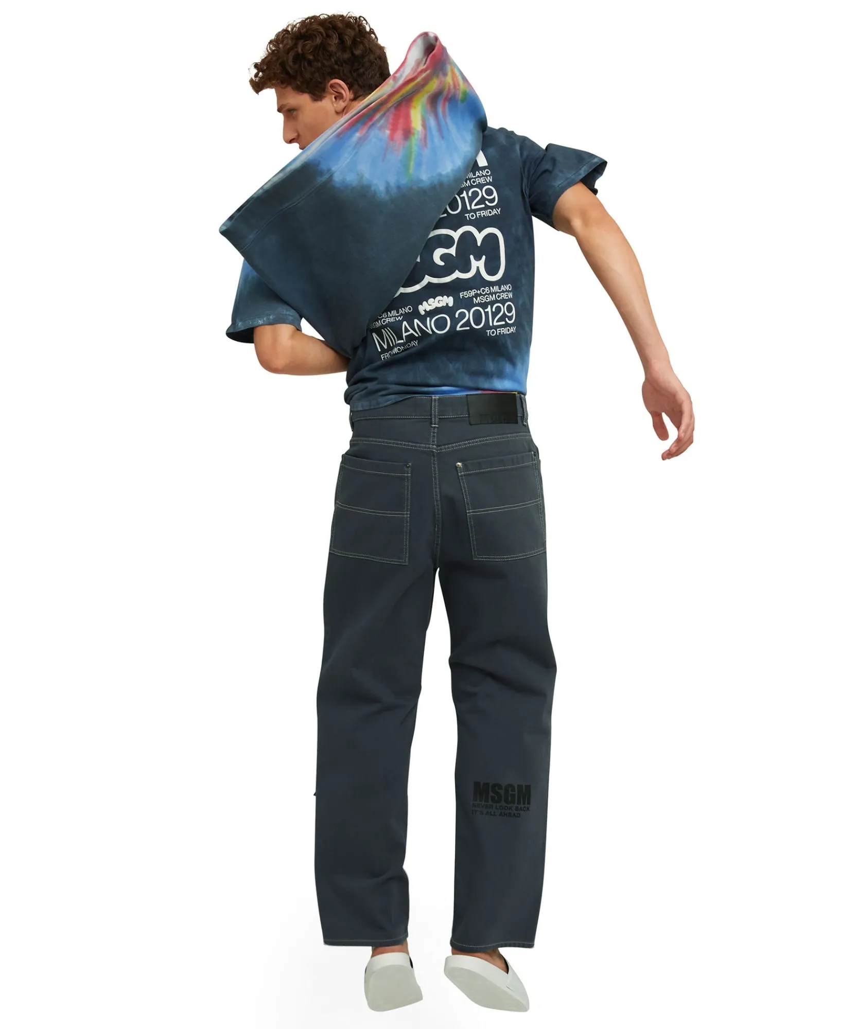 T-Shirt Girocollo In Cotone Tie Dye Con Logo E Grafica Burro Studio X ^MSGM Discount