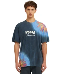 T-Shirt Girocollo In Cotone Tie Dye Con Logo E Grafica Burro Studio X ^MSGM Discount