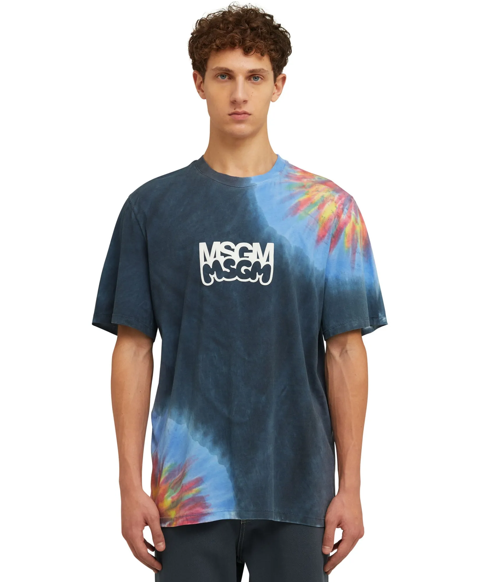 T-Shirt Girocollo In Cotone Tie Dye Con Logo E Grafica Burro Studio X ^MSGM Discount