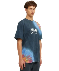 T-Shirt Girocollo In Cotone Tie Dye Con Logo E Grafica Burro Studio X ^MSGM Discount