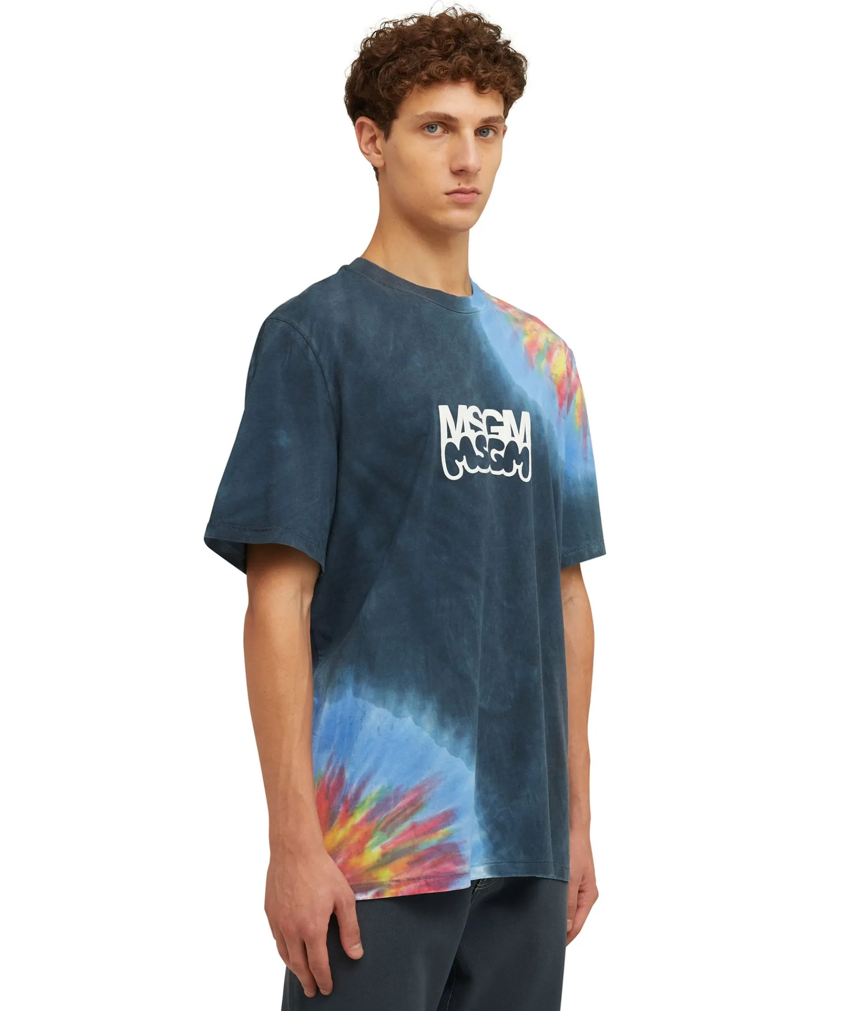 T-Shirt Girocollo In Cotone Tie Dye Con Logo E Grafica Burro Studio X ^MSGM Discount