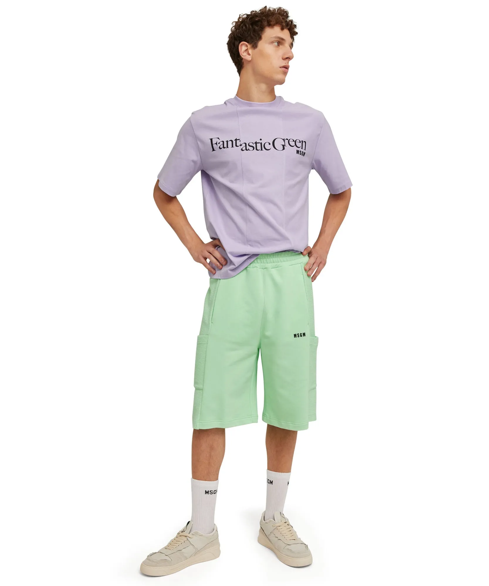 T-Shirt Girocollo In Cotone Organico Della Capsule Fantastic Green^MSGM Discount