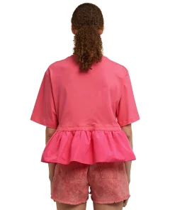 T-Shirt Girocollo In Cotone Con Balza In Taffeta^MSGM Best Sale