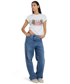 T-Shirt Girocollo In Cotone Tinta Unita Con Grafica