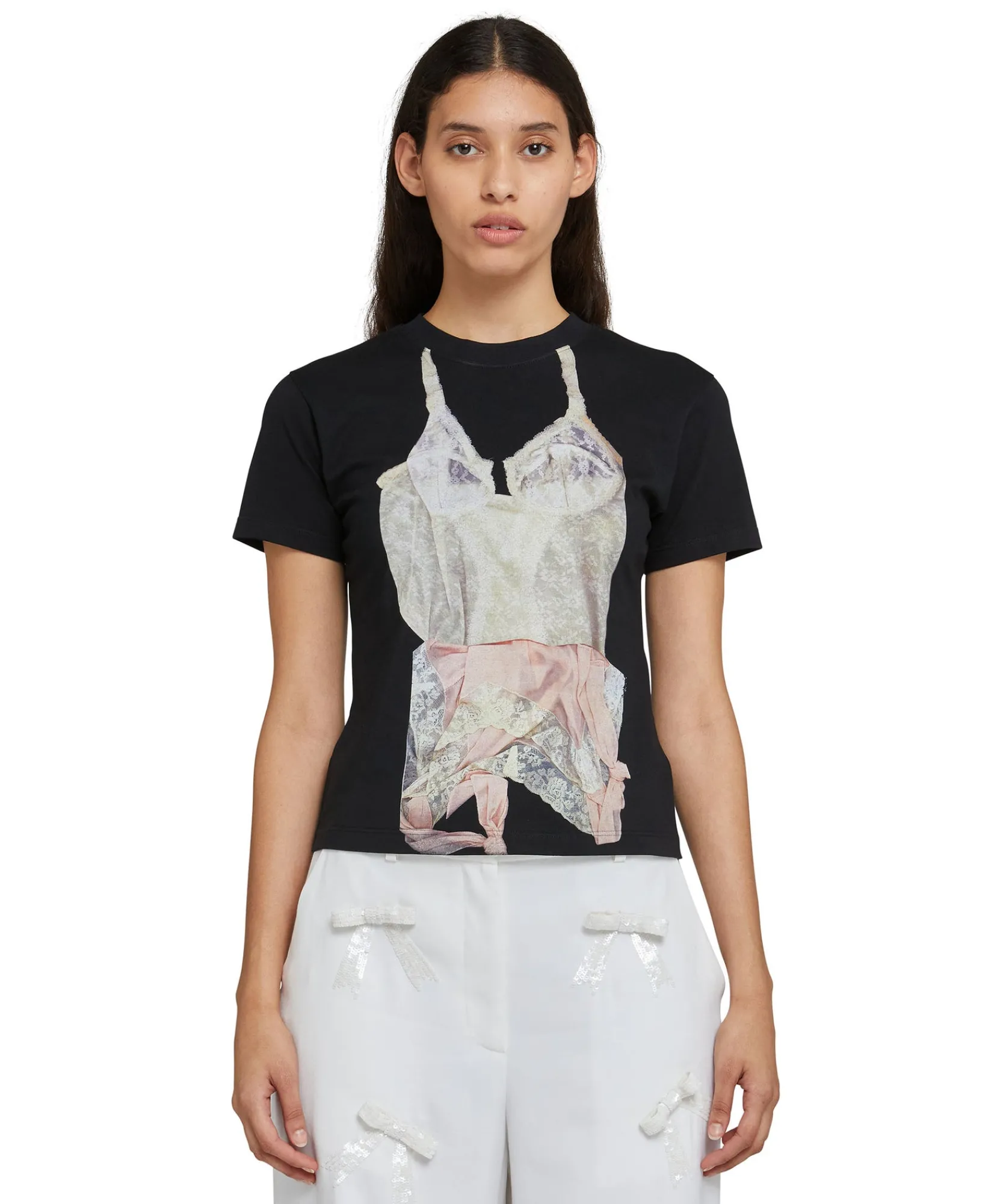 T-Shirt Girocollo In Cotone Con Stampa^MSGM Shop