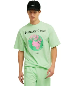 T-Shirt Girocollo In Cotone Organico Della Capsule Fantastic Green^MSGM Cheap