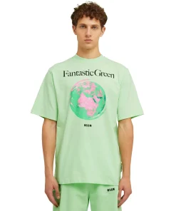 T-Shirt Girocollo In Cotone Organico Della Capsule Fantastic Green^MSGM Cheap