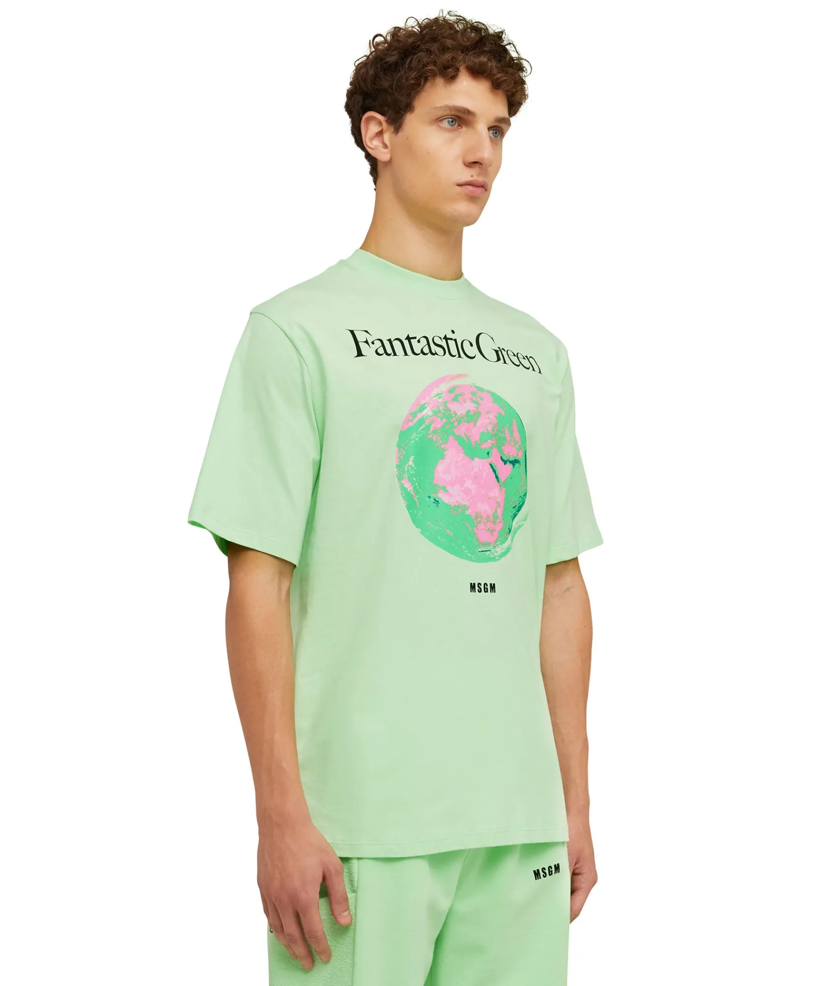 T-Shirt Girocollo In Cotone Organico Della Capsule Fantastic Green^MSGM Cheap