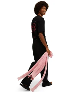 T-Shirt Girocollo In Cotone Con Logo E Grafica 