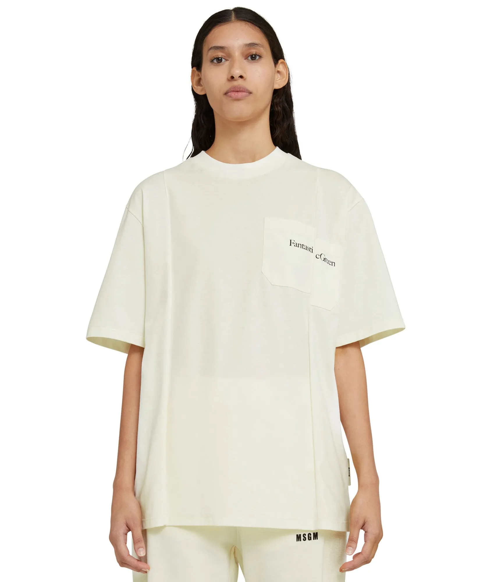 T-Shirt Girocollo In Cotone Organico Della Capsule Fantastic Green^MSGM New